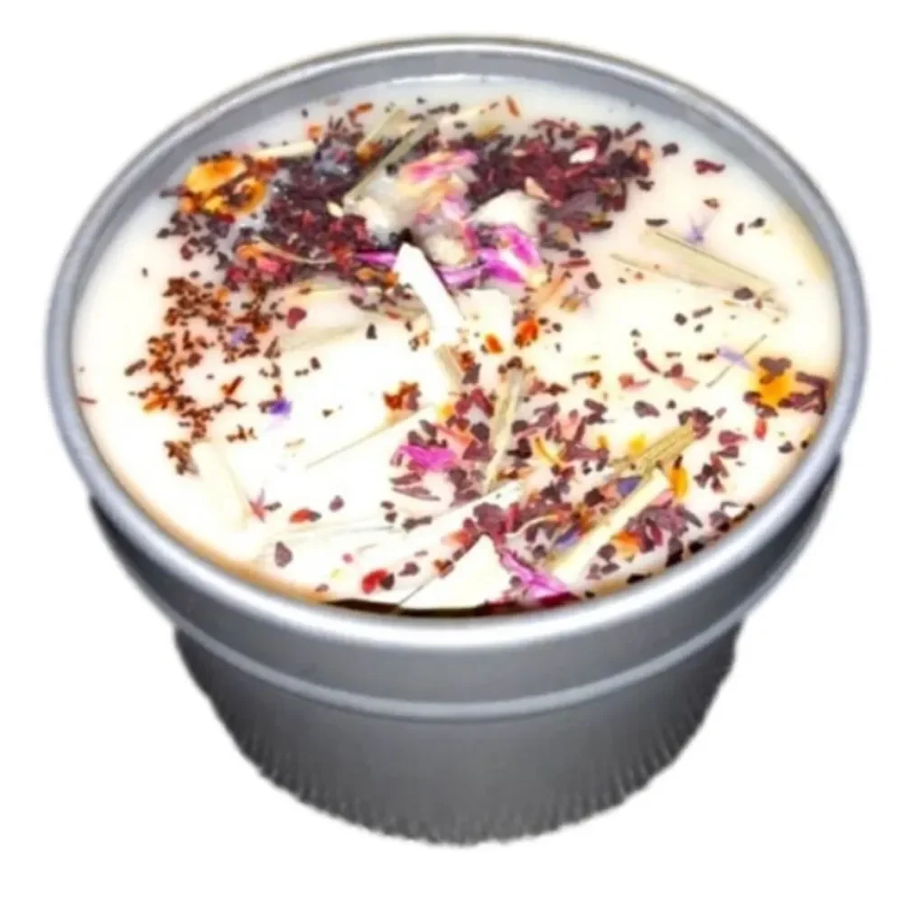 HAND Crafted ZEN-ME CANDLE HIBISCUS ROSE PETALS - Picture 1 of 3
